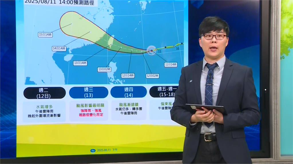 楊柳颱風路徑再南修　氣象署：不排除以中颱登陸