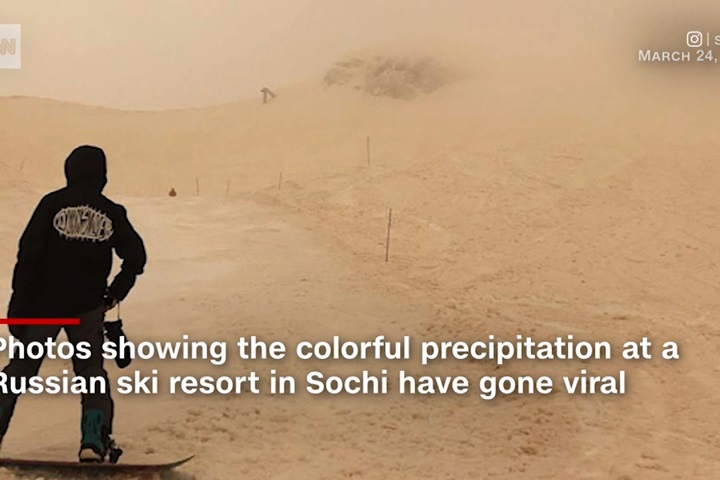 橘色的雪？俄羅斯滑雪聖地「沙塵暴」添奇觀
