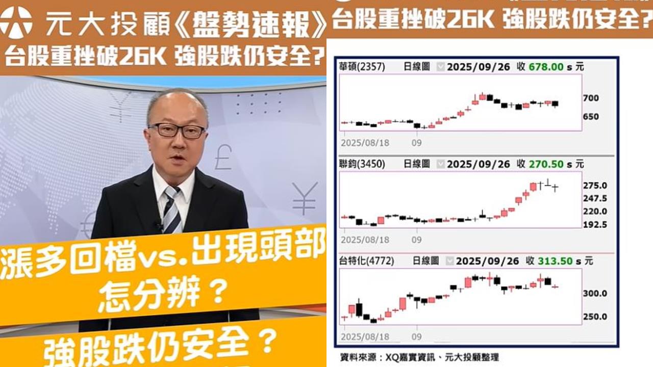 台股失守26K！創高股還能抱？三大檢視法元大投顧帶你看