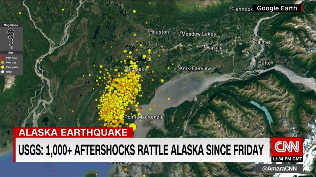 阿拉斯加7.0強震後 餘震至今多達上千起