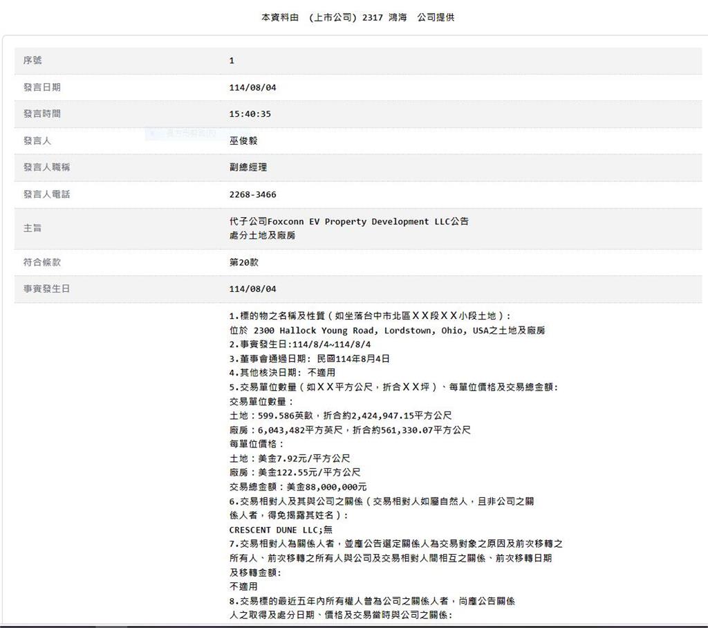 鴻海出售美國俄州廠房設備  幕後買家竟是孫正義？