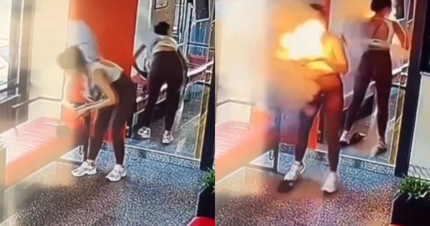 悚！行動電源突爆炸「火焰瞬間吞噬上半身」　正妹網紅見傷勢崩潰了