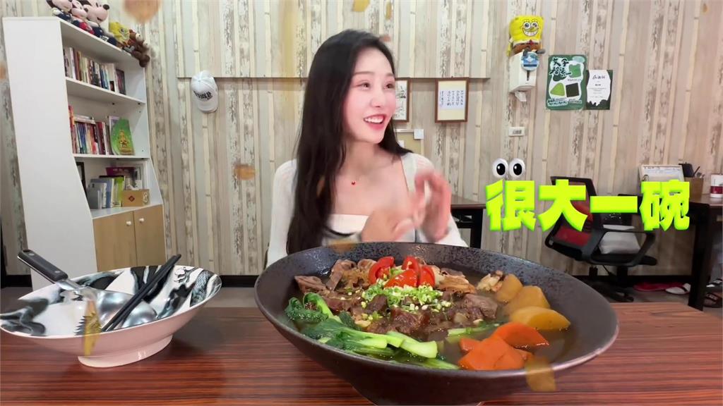 13分鐘快食挑戰！水蛇腰妹狂嗑「4公斤牛肉麵」險失敗　嗨喊：戰勝了自己