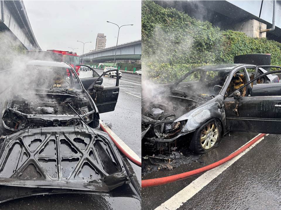 快新聞／國1北向三重段火燒車！　「車輛冒煙起火」駕駛急停路肩