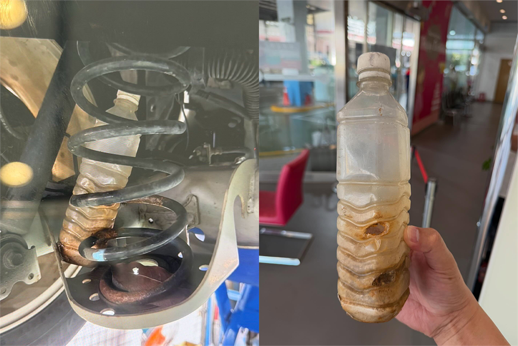 恐怖！過年保養愛車竟發現被放「這東西」　避震器遭嚴重鏽蝕