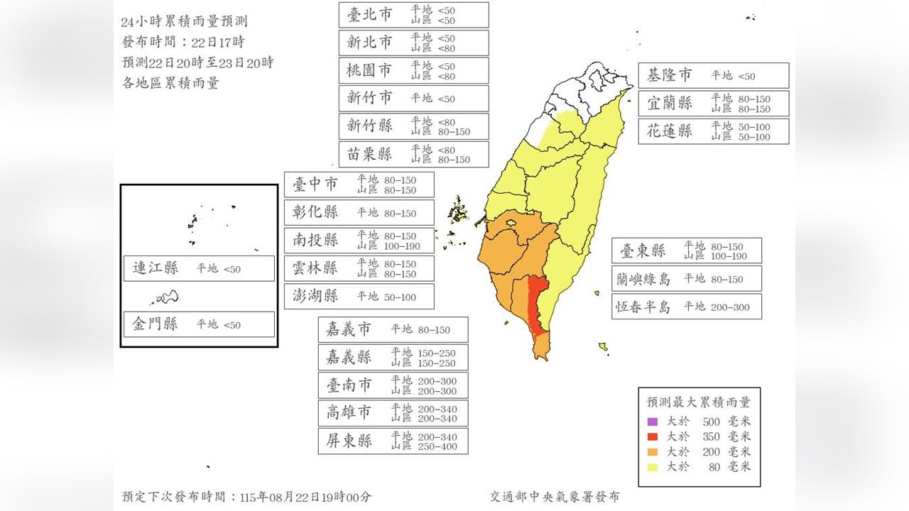 快新聞／放假有望了？3地區明日雨量達「停班課」標準　恐24小時降400毫米