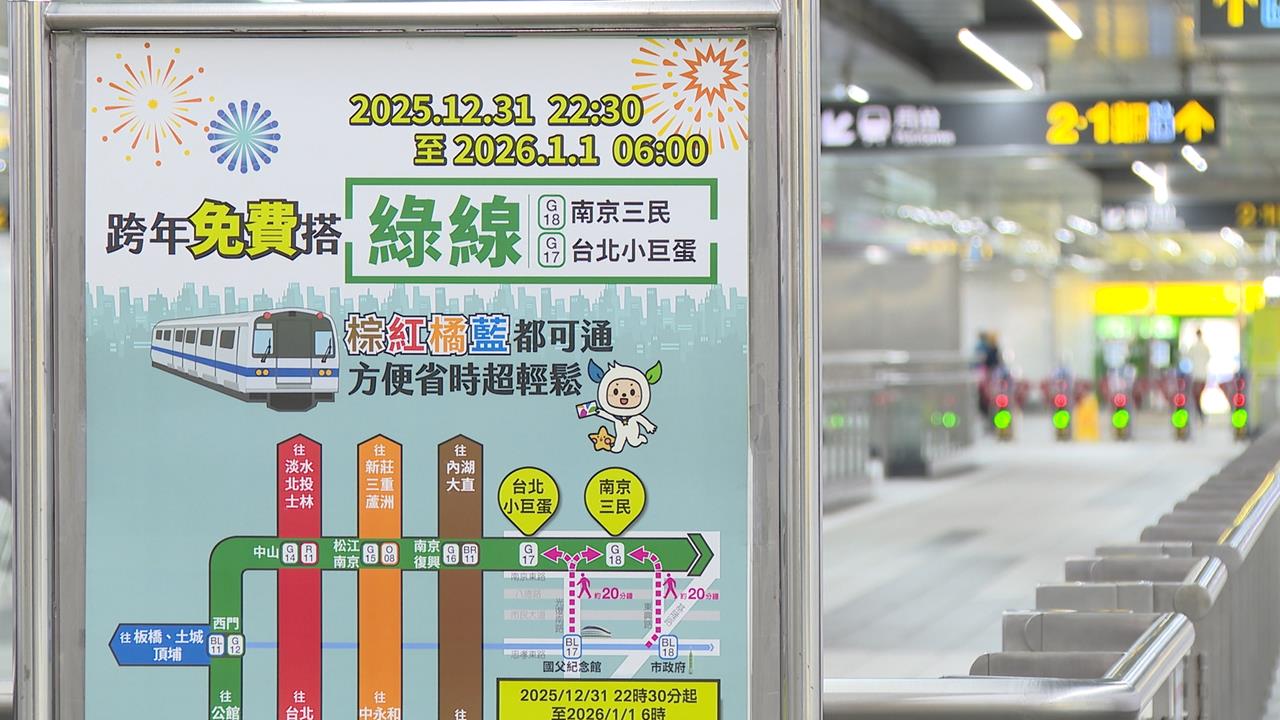 跨年疏運北捷「重頭戲」　分流！這兩站進出搭車免費