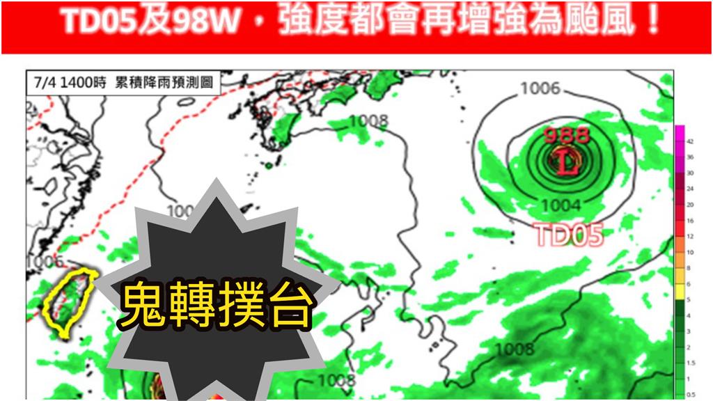 菲海域98W「鬼轉撲台」雙颱釀生成！路徑一次看「見1情況」專家示警了