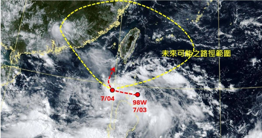 熱帶擾動98W「直逼家門口」！專家曝預估路徑：未來2天是密切觀察期