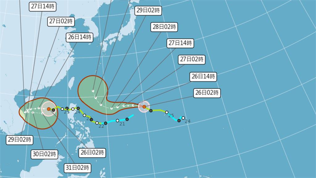 潭美大迴轉＋康芮北轉逼近！專家親揭「雙颱侵台機率」最新路徑一次看