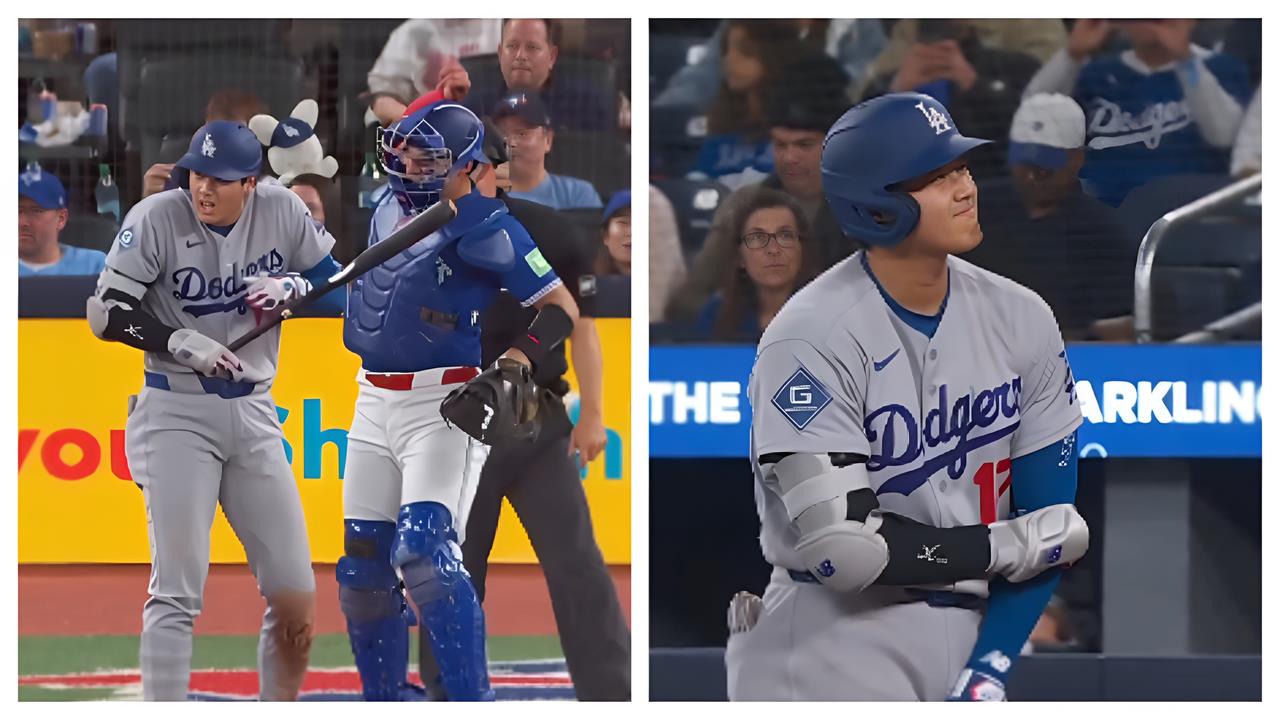 MLB(影)/明要登板的大谷翔平左手肘遭捕手擊中!當下表情痛苦防護員上前關心