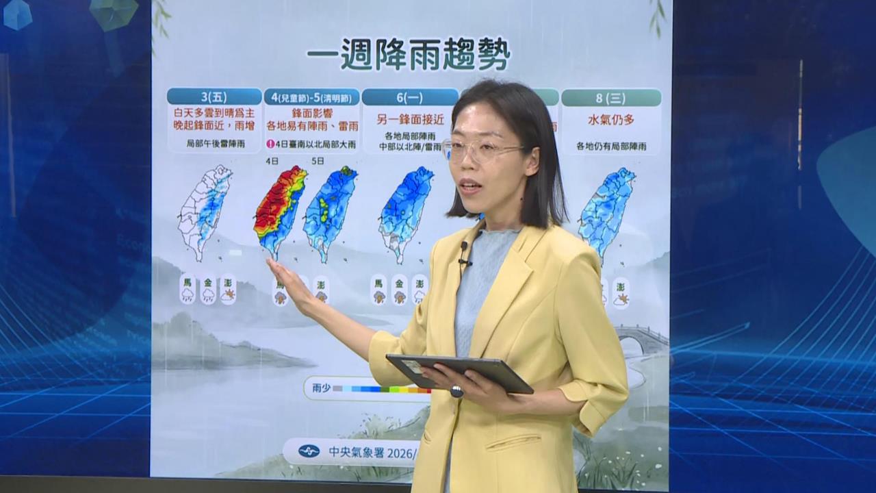 快新聞／清明連假出門備雨具！鋒面接力報到　4日台南以北要防局部大雨
