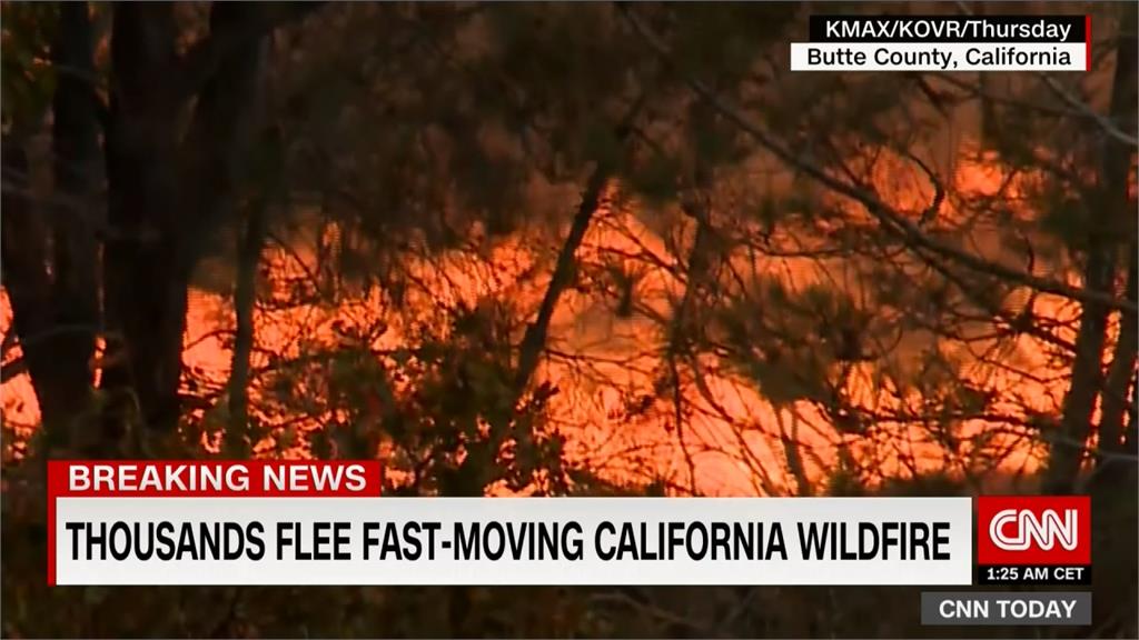 北加州野火燒掉1萬8千英畝 撤離2.7萬人