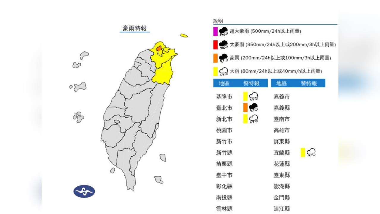 快新聞/連假首日!4縣市雨彈開炸 豪雨狂轟台北