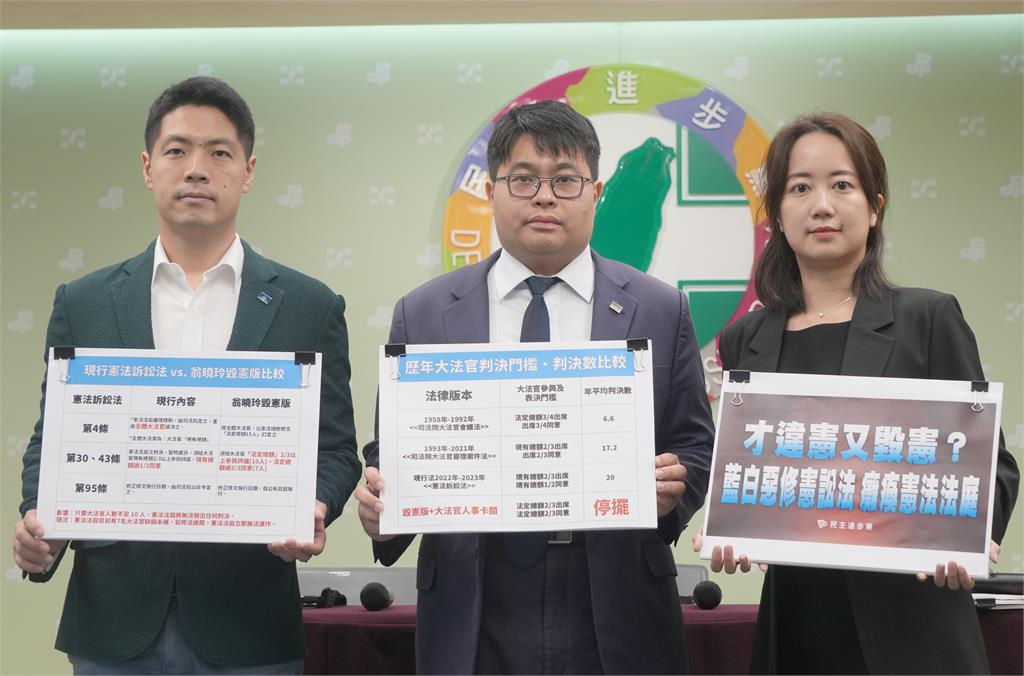 快新聞／藍白聯手修惡《憲訴法》企圖癱瘓憲法法庭　民進黨轟破壞憲政體制
