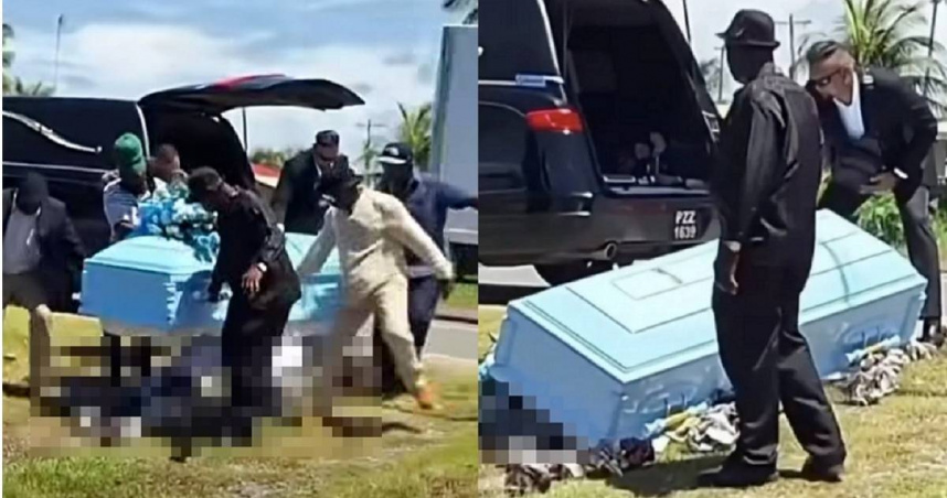 葬禮驚魂！抬棺走一半底部裂開「遺體掉出」　親友當場崩潰