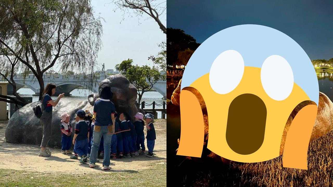 台版「博物館驚魂夜」？奇美河馬雕像半夜「游回湖裡」真相曝光網喊法老顯靈