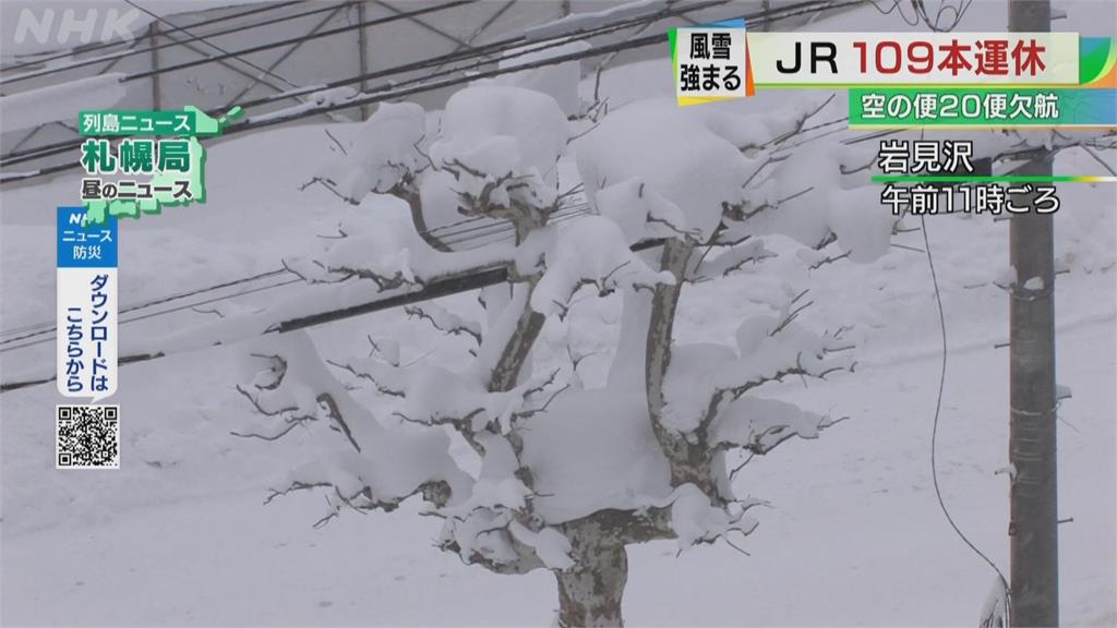 北海道冷氣團持續發威 逾百班電車因風雪停駛