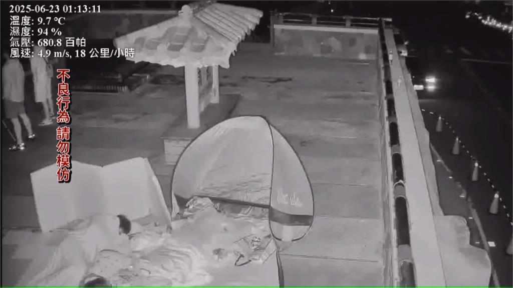 脫序！　武嶺亭有人搭帳露營　新中橫見童「露半身吹風」