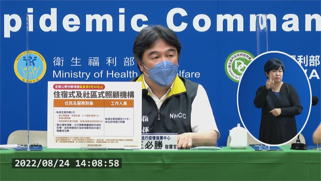 快新聞／疫情升溫！　指揮中心：住宿、社區式照顧機構延長定期篩檢至9/30