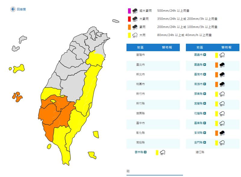 快新聞/大雨夜襲11縣市 南台4縣市慎防豪雨