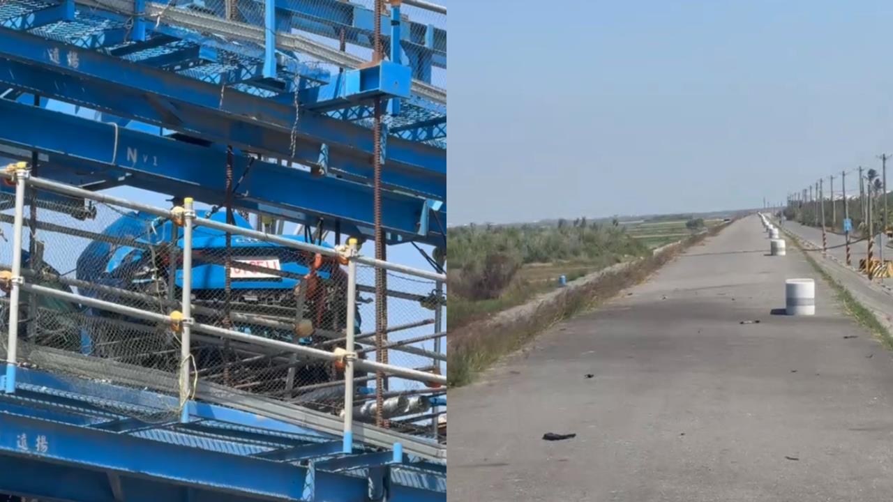 台南離奇車禍！奥迪男「堤防上爆衝」飛上9m高架橋　「車頭斬首」當場死亡驚悚畫面曝