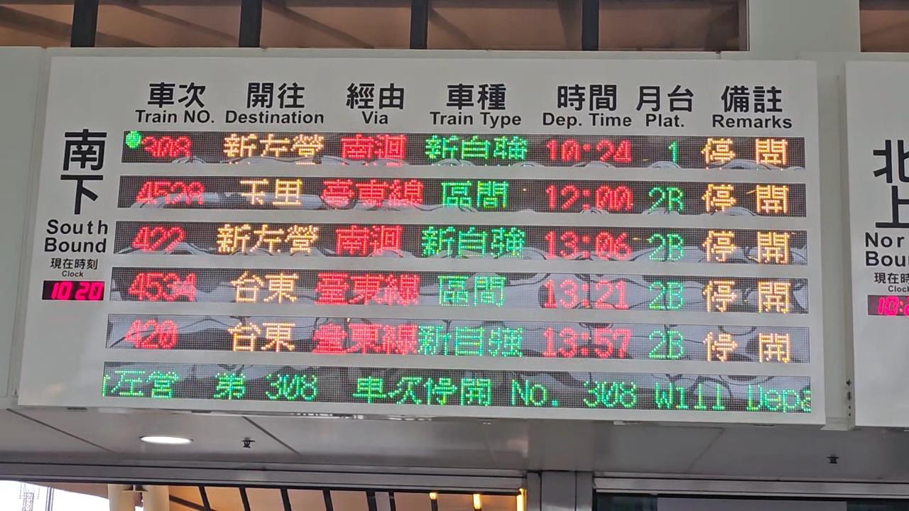 樺加沙攪局！台鐵宣布傍晚6點前　南迴、北迴、台東線全面停駛