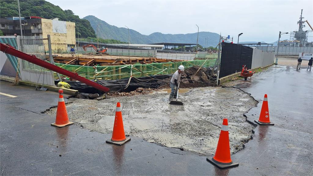 快新聞／蘇澳煙波飯店工程後方道路出現下陷龜裂　宜縣府下令停工