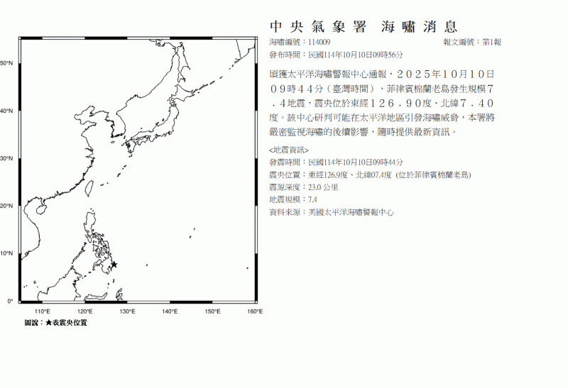 快新聞/菲律賓民答那峨島發生規模7.4強震! 氣象署緊急發布海嘯消息