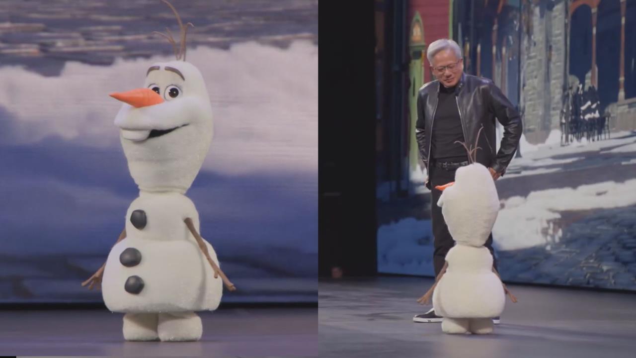 黃仁勳、雪寶同框互動聊天　笑曝：是迪士尼樂園未來模樣