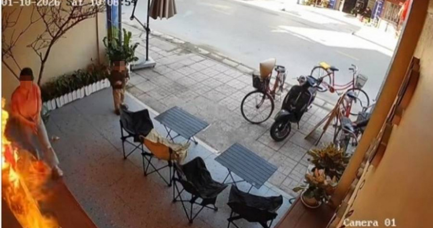 咖啡廳員工進行「祈福儀式」燒起來　驚悚畫面曝！老闆這樣說