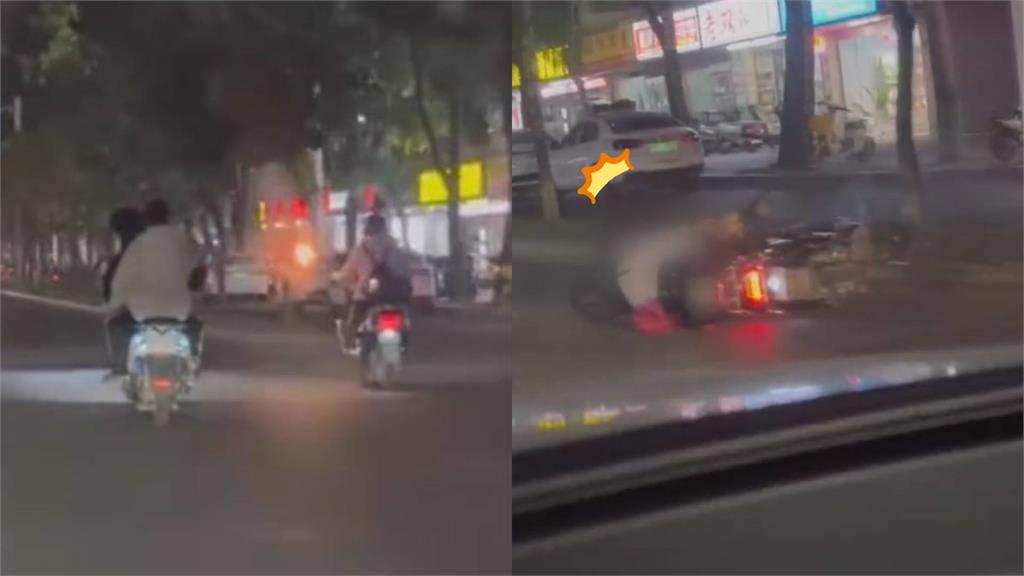 太危險！中國2青少年騎機車「噴射煙火」　騎士遭炸倒地影片曝光