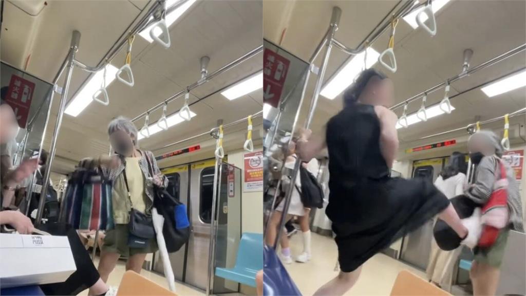 北捷優先席成戰場！婦人甩袋逼讓座遭反擊　一腳踹倒畫面瘋傳