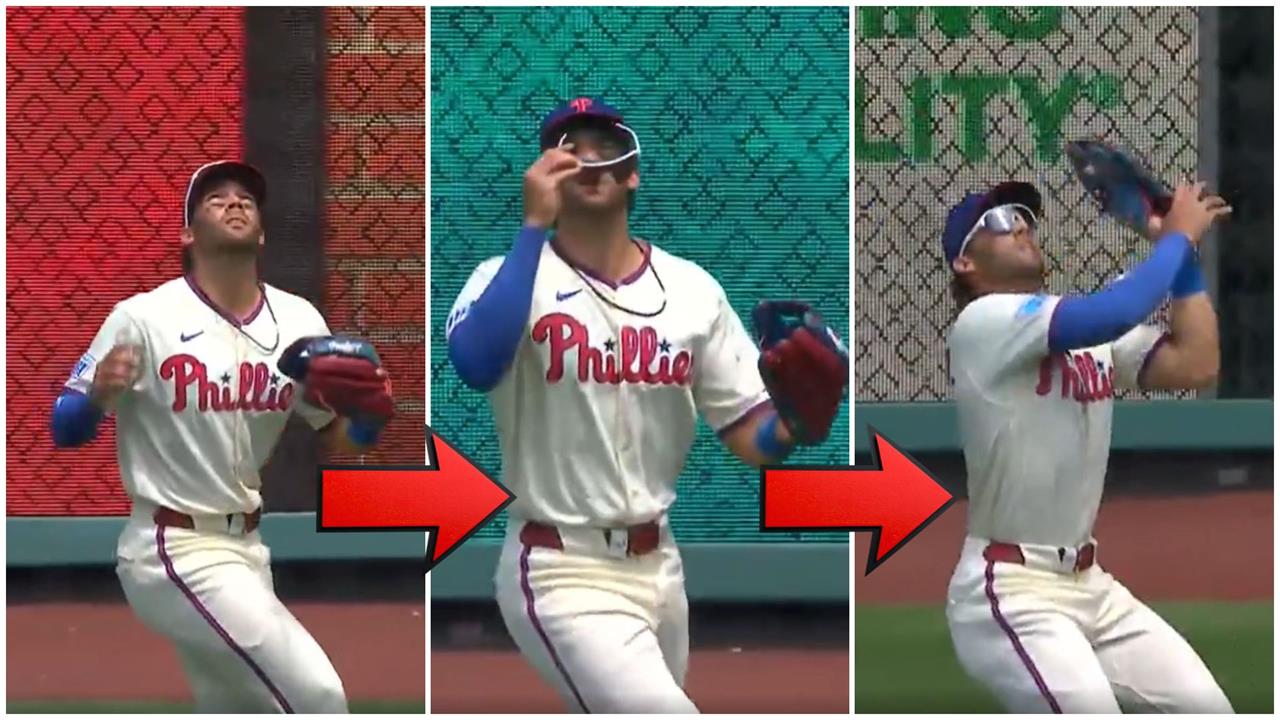 MLB(影)/差點成「美國王正棠」!神反應空中戴上墨鏡 0.幾秒化解超糗失誤