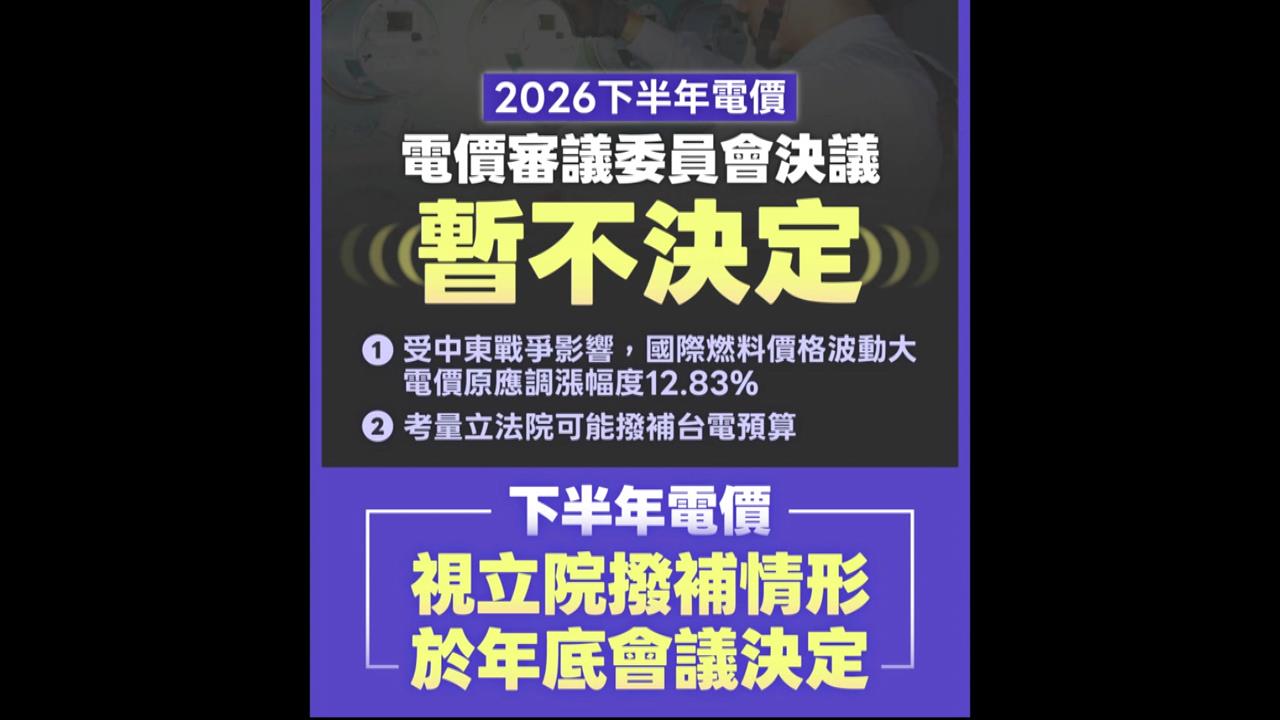 10月電價暫時凍漲　台電：持續爭取711億撥補