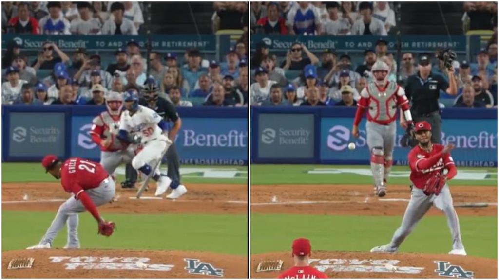 MLB(影)／抓到大谷翔平！紅人投手「背後接球」策動雙殺　大聯盟盛讚：藝術級守備