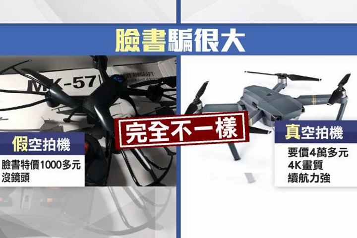 網購4K畫素空拍機  收到貨竟沒鏡頭？