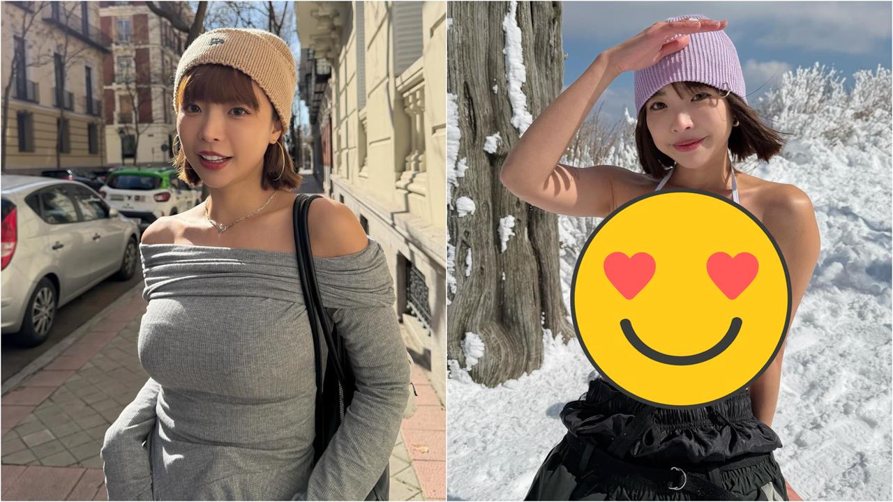 一隻阿圓「跪坐雪地」解放比基尼！深U弧形「大雪球險掉出」網嗨翻：滿出來了