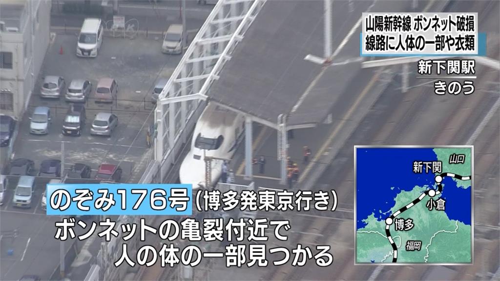 悚！新幹線列車撞死人 車頭破洞卡遺骸