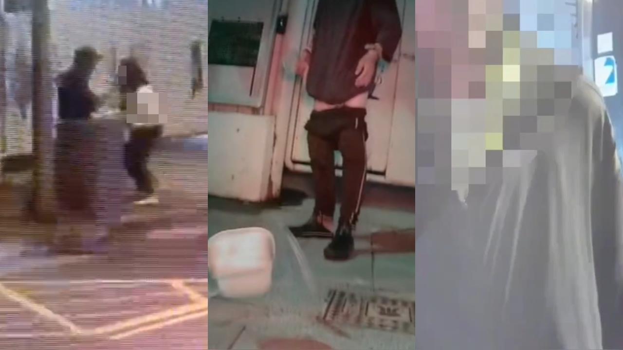 最新畫面曝…松山吸膠街友深夜「路邊強抓年輕女子」!竟脫褲露生殖器想侵犯