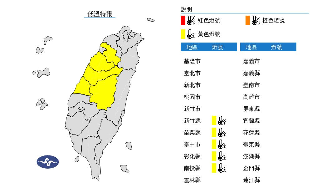 快新聞／5縣市低溫特報！　今晚到明晨跌破10度