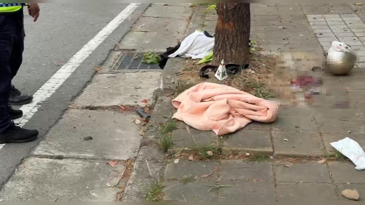 最新／台中男騎機車猛力撞路樹！車毀人噴飛頭部重創