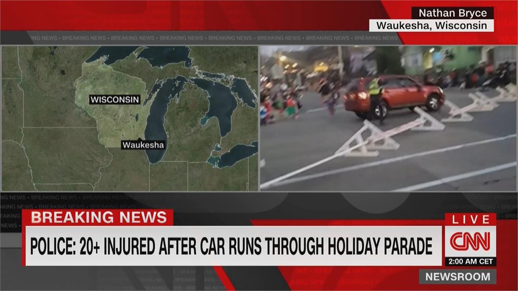 快新聞／美國威斯康辛州「休旅車突衝撞遊行人群」　至少20人傷、駕駛疑持槍