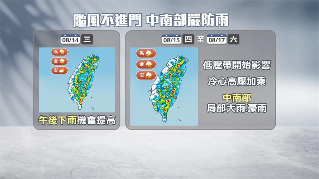 太平洋「五環共舞」　週日起中南部防豪大雨