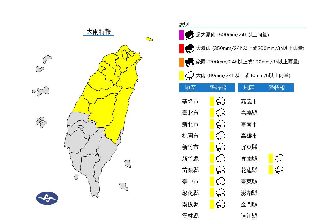 快新聞／雨彈轟擊！12縣市大雨特報、5縣市大雷雨　「這些地方」慎防山區暴雨