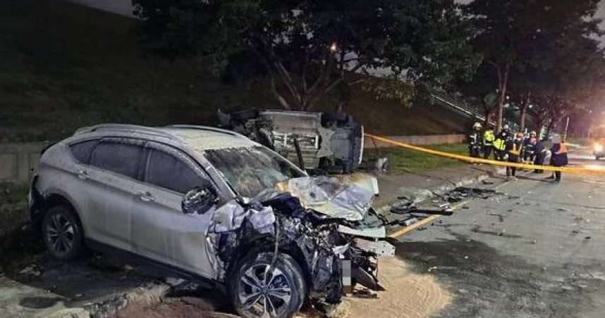 喪屍菸彈上路釀禍！新北三重毒駕追撞翻車　引擎起火畫面驚悚