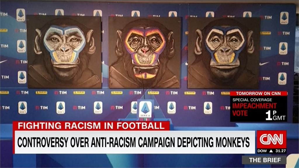 足球／義甲推文宣抗種族歧視 藝術家利用「猴子」創作反挨轟