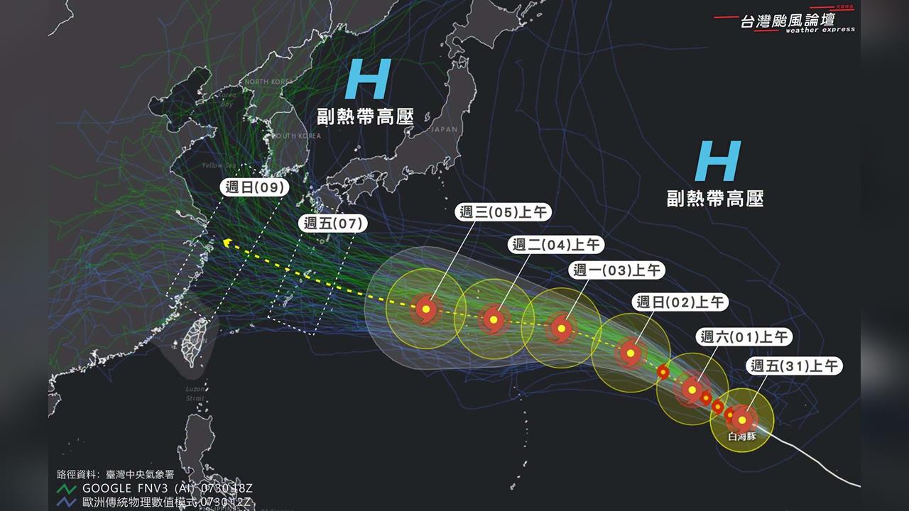 快新聞／有機會放颱風假？白海豚「路徑恐大轉彎」　最新預測曝光