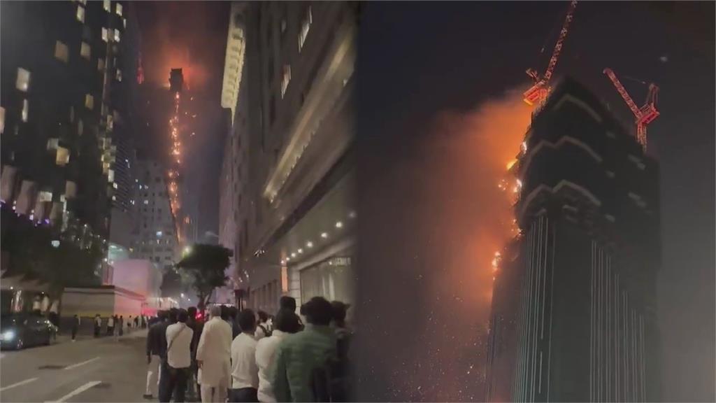 尖沙咀42層高樓深夜陷火海！整棟燒成「火柱」　目擊民眾驚：像拍災難片