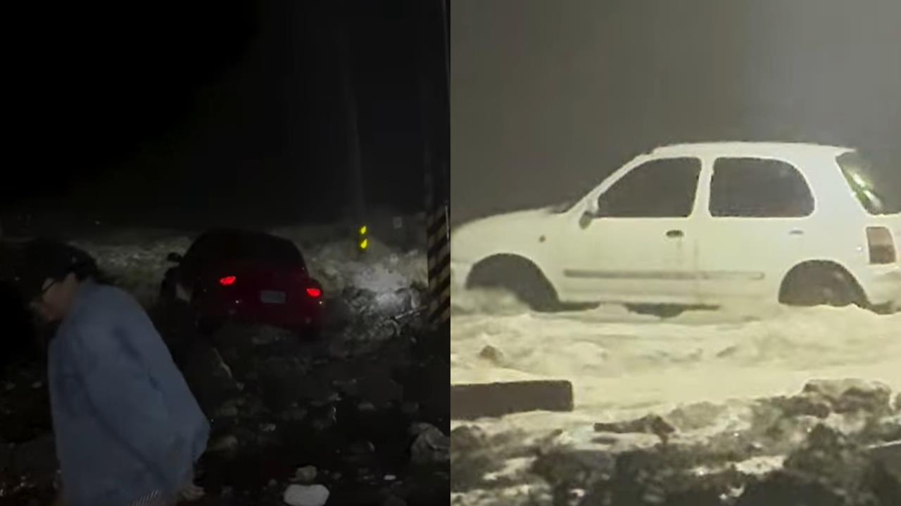 薔琵巨浪灌蘭嶼「百米外道路」車險滅頂！網見「石堆路面」嚇：怎麼上去的？